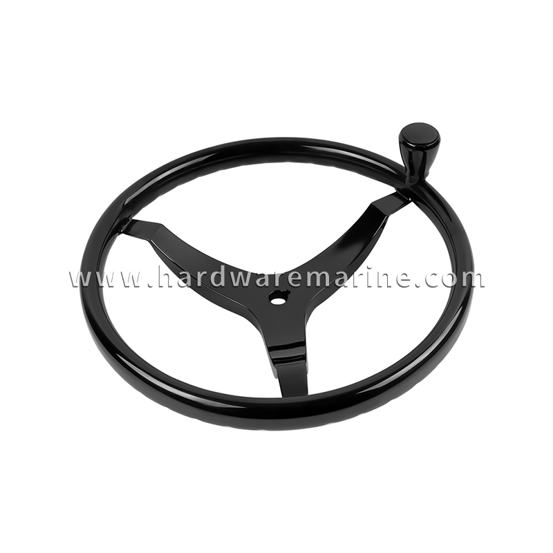 Black Coated Steering Wheel with Upgraded Knob