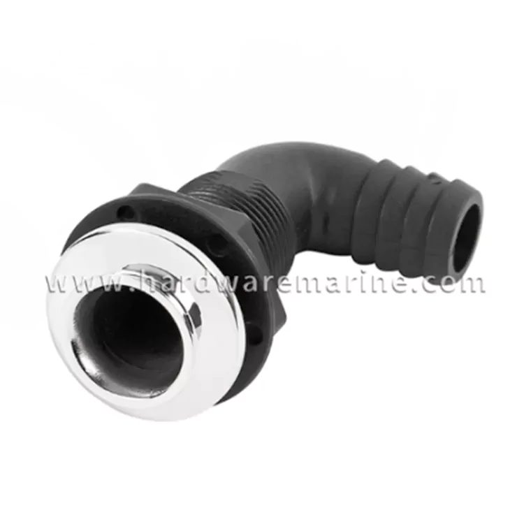 Marine Boat Nylon Plastic Thru Hull Drain With Flaring and Stainless Steel Top Cover