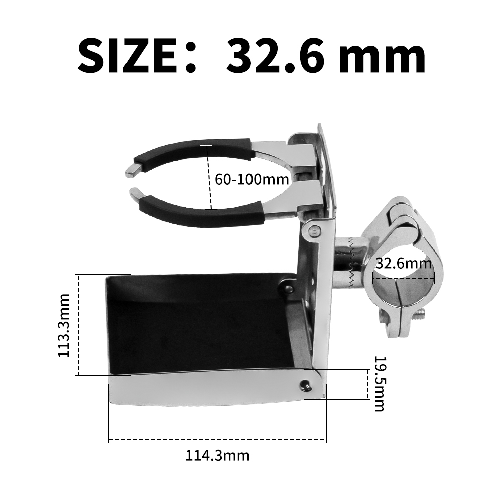 Adjustable Folding Boat Cup Holder Measurements-2