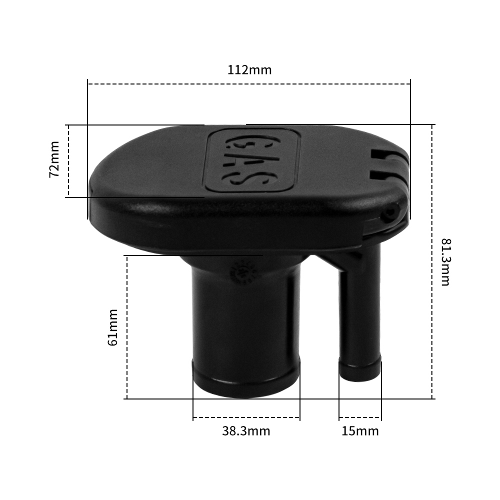 Plastic Marine Tank Fuel Fill Cap with Vent Measurements