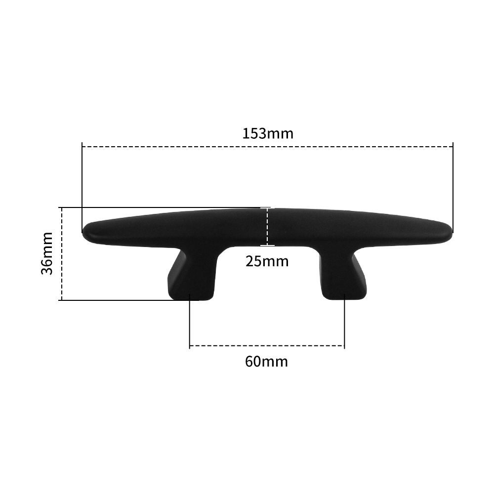 Matte Black Heavy-duty Marine Boat Cleat Stainless Steel Measurements