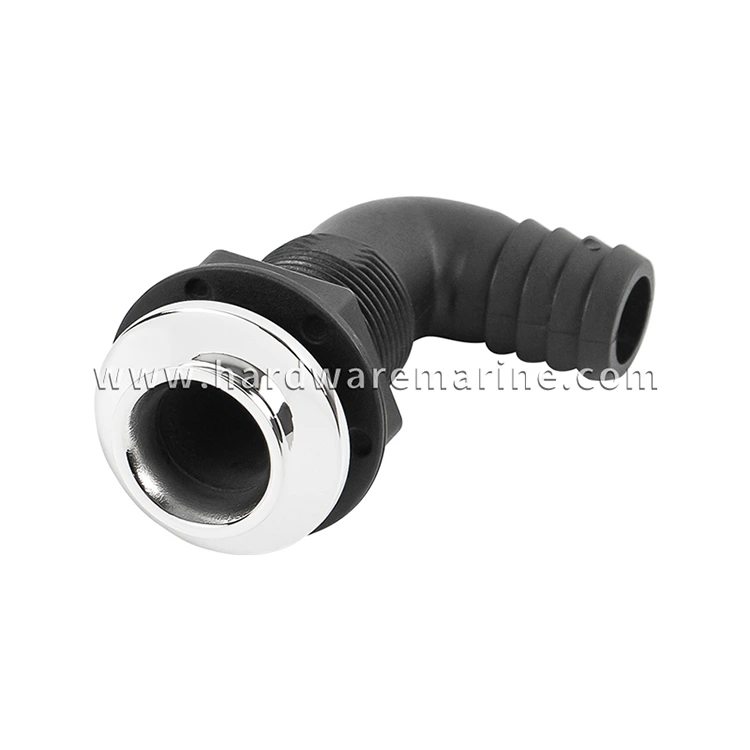 Marine Boat Nylon Plastic Thru Hull Drain With Flaring and Stainless Steel Top Cover